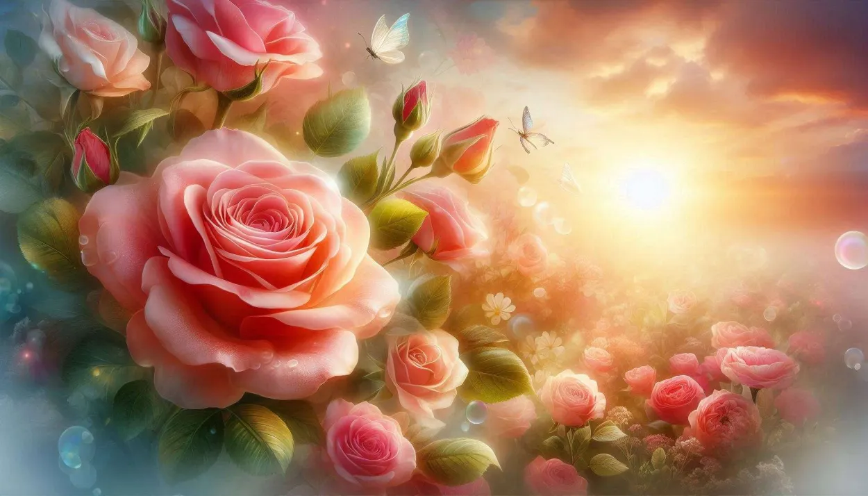 Rose Flower Background With Natural Scenery For Serene Designs - Royalty Free Flower Background Rose Image | Pngmagic Free Download Rose Flower Background With Natural Scenery For Serene Designs - High Quality Flower Background Rose Background