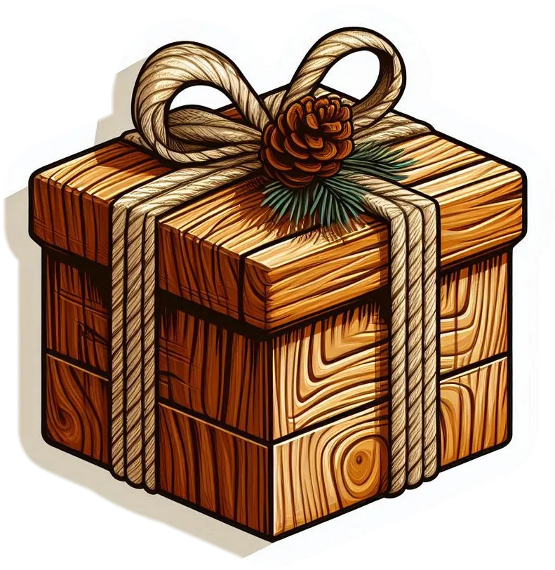 Rustic Christmas Gift Box With Natural Wood Finish - Royalty Free Gift Box Image | Pngmagic Free Download Rustic Christmas Gift Box With Natural Wood Finish - High Quality Gift Box PNG Image