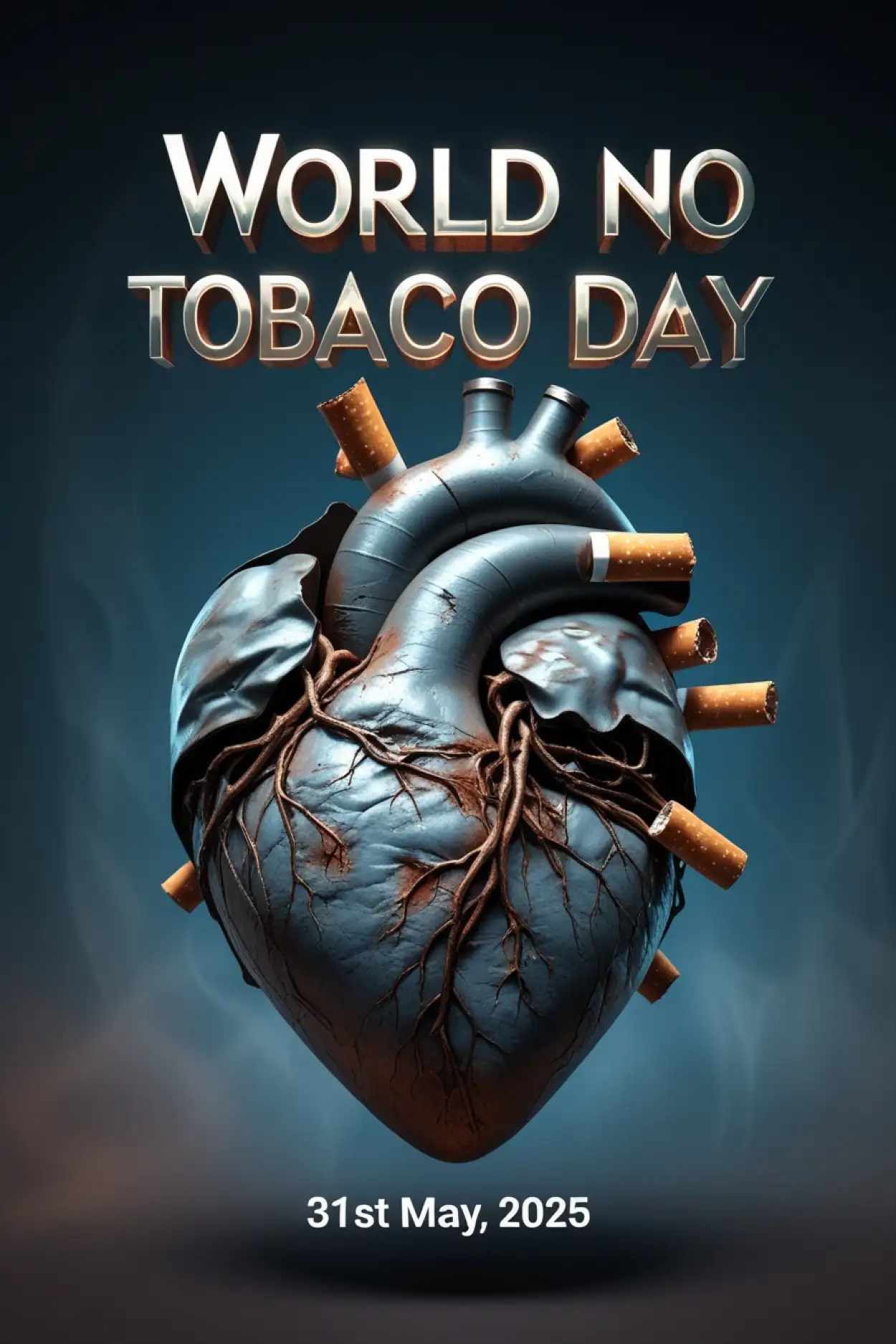 Free Download Sad Lung And Cigarette Visual Poster - High Quality World No Tobacco Day Background