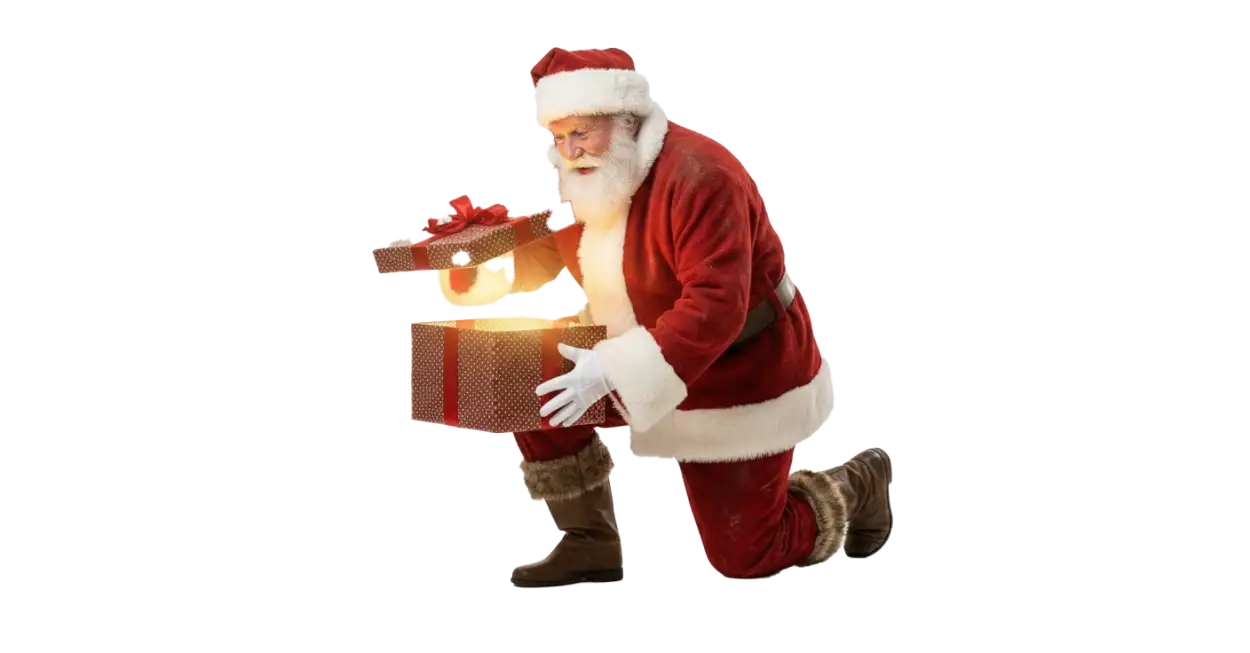 Free Download Santa Claus Carrying Gift Boxes Png - High Quality Santa Claus With Gifts Png Transparent PNG