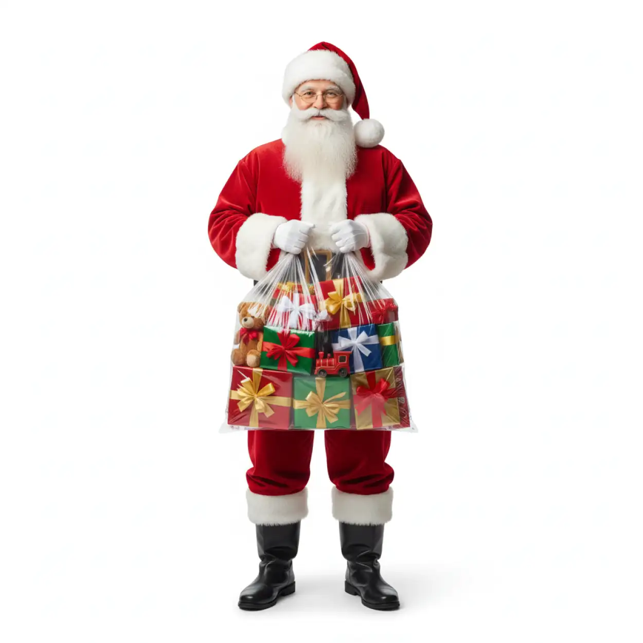 Free Download Santa Claus Carrying Gifts Png Transparent - High Quality Santa Claus With Gifts Png Transparent PNG