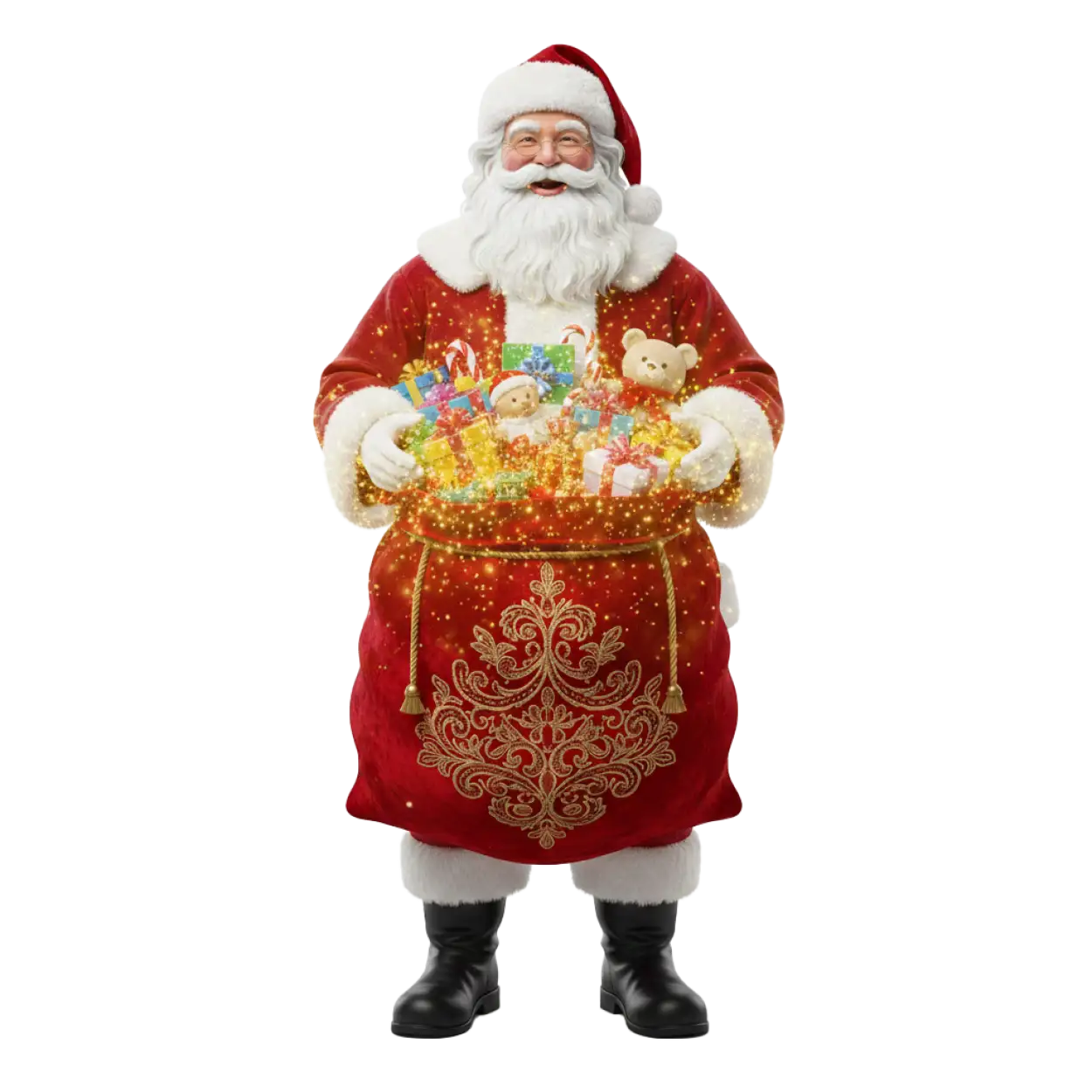 Free Download Santa Claus Walking With Gift Bag Png - High Quality Santa Claus With Gifts Png PNG Image