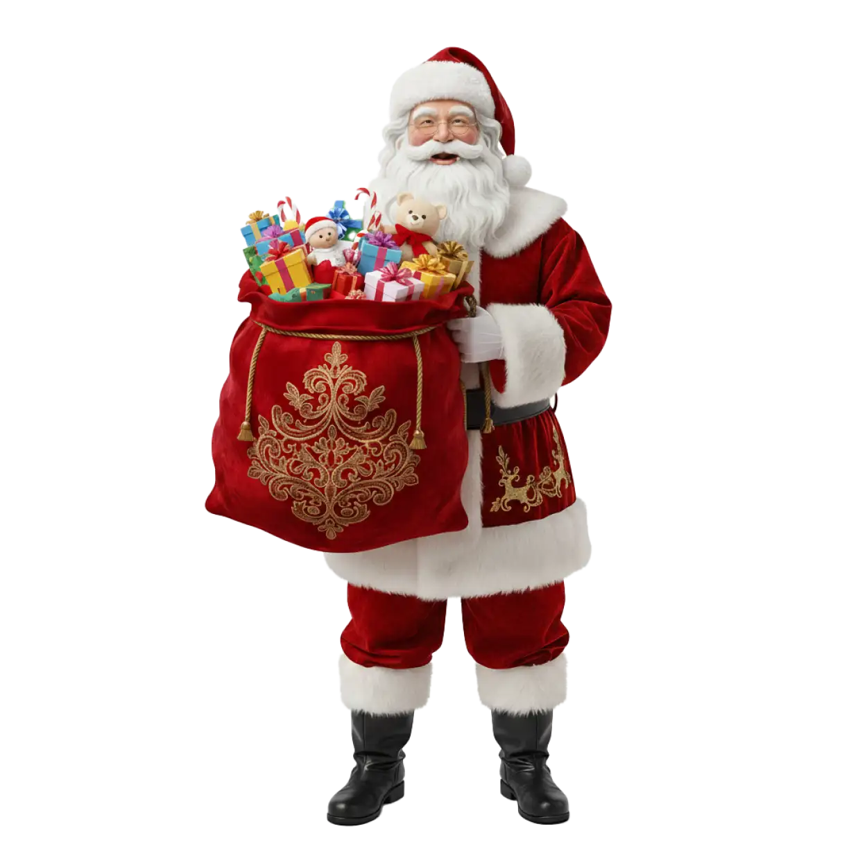 Free Download Santa Claus With Children Giving Gifts Png - High Quality Santa Claus With Gifts Png Transparent PNG