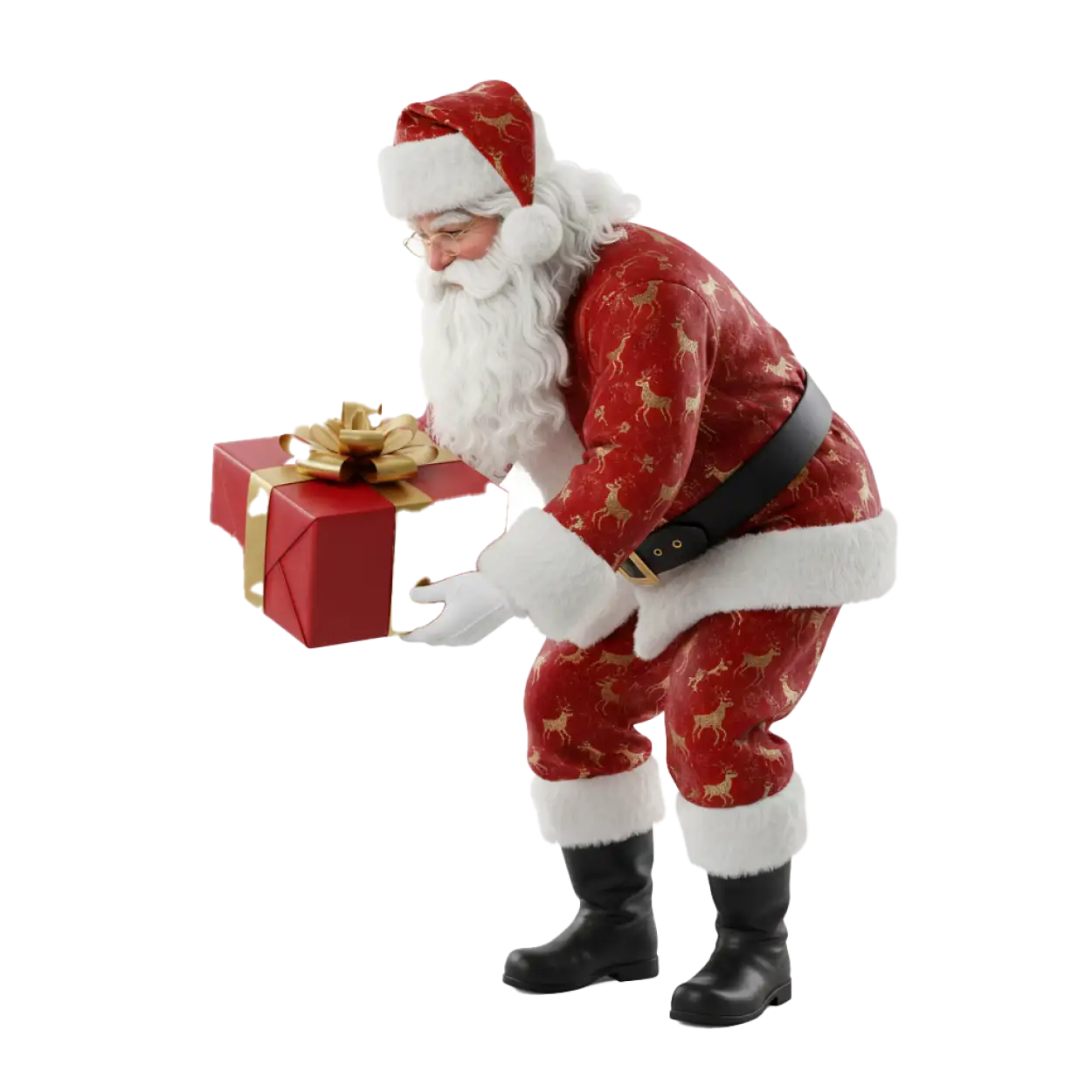 Free Download Santa Claus With Cute Gift Bundle Png - High Quality Santa Claus With Gifts Png PNG Image