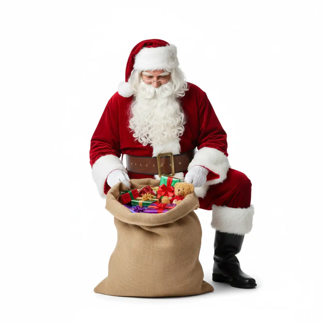 Free Download Santa Claus With Full Gift Sack Png - High Quality Santa Claus With Gifts Png Transparent PNG