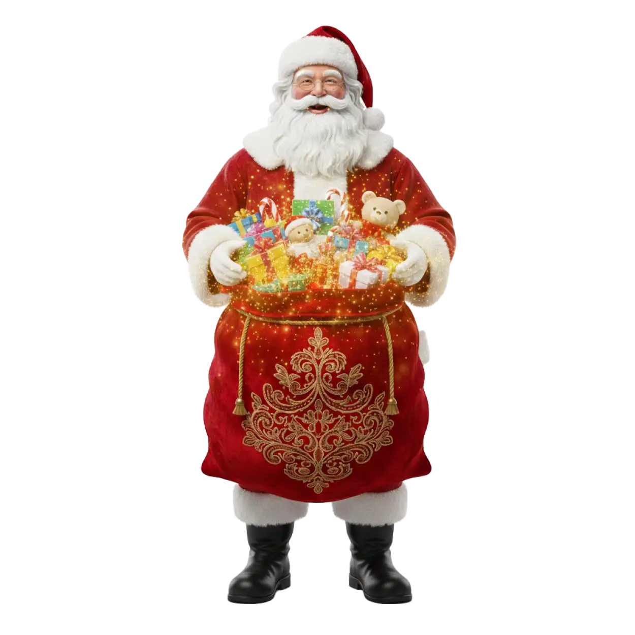 Free Download Santa Claus With Gifts Png Transparent Background - High Quality Santa Claus With Gifts Png Transparent PNG