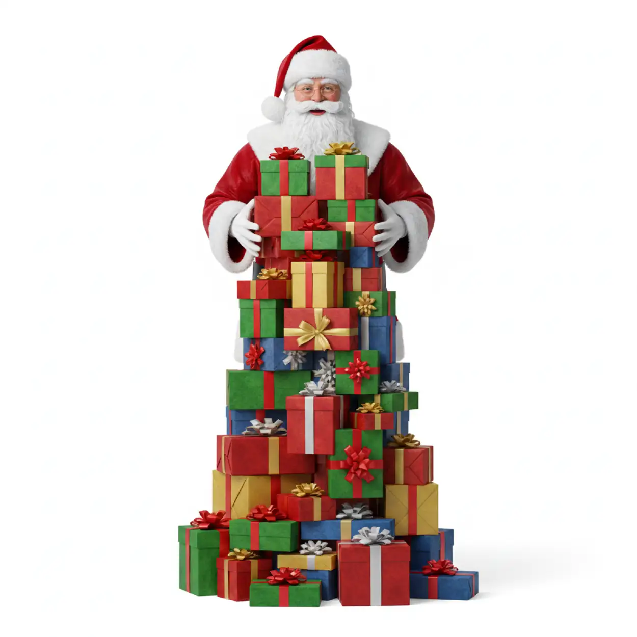 Free Download Santa Claus With Multiple Gift Boxes Png - High Quality Santa Claus With Gifts Png PNG Image
