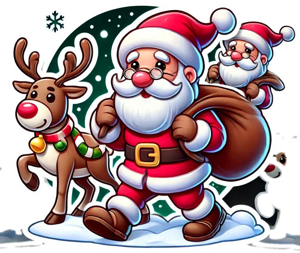 Santa Claus With Reindeer Png Transparent Art - Royalty Free Merry Christmas Cartoon Santa Claus Image | Pngmagic Free Download Santa Claus With Reindeer Png Transparent Art - High Quality Merry Christmas Cartoon Santa Claus PNG Image