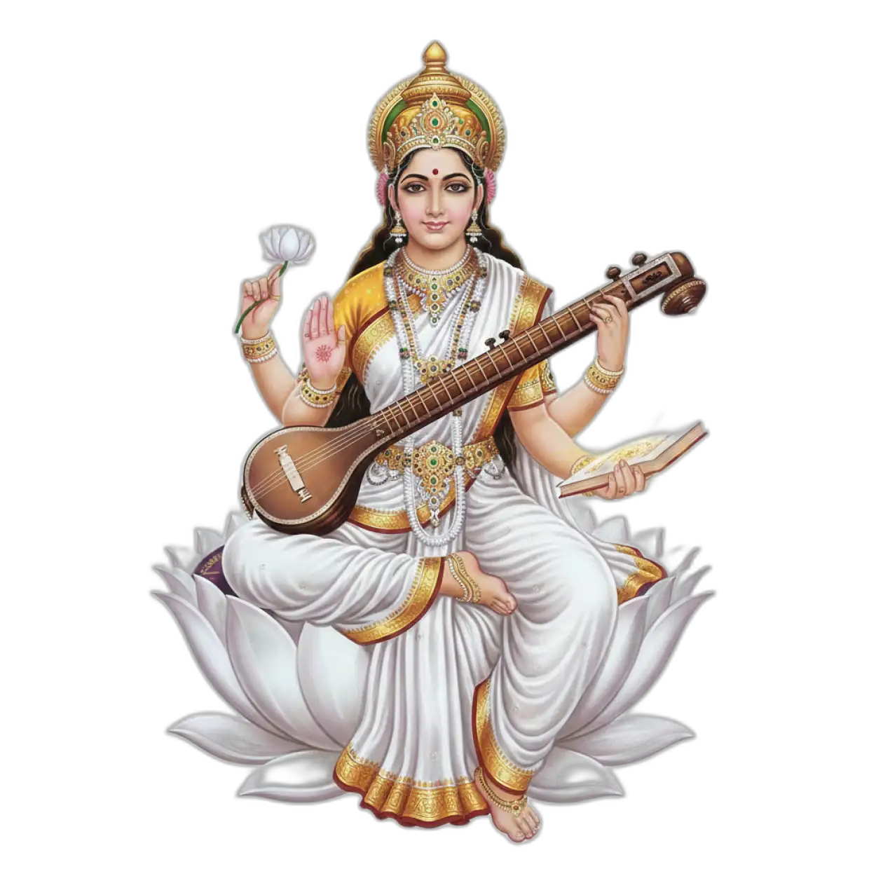 Free Download Saraswati Mata Png Digital Art - High Quality Saraswati Png Transparent PNG