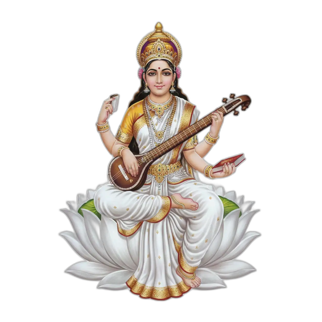 Free Download Saraswati Mata Png Divine Look Transparent Image Free Download - High Quality Saraswati Png PNG Image