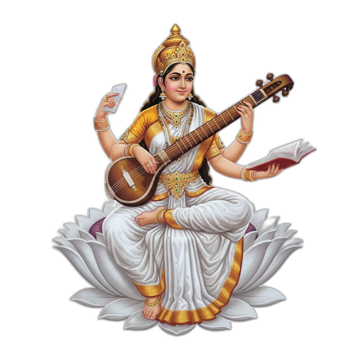 Free Download Saraswati Mata Png Hd Image For Basant Panchami Poster Design - High Quality Saraswati Png Transparent PNG