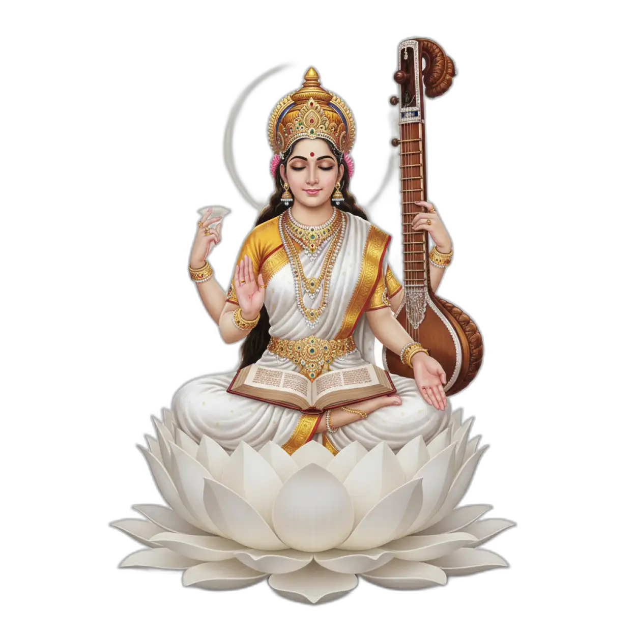 Saraswati Mata Png Peaceful Pose - Royalty Free Saraswati Png Image | Pngmagic Free Download Saraswati Mata Png Peaceful Pose - High Quality Saraswati Png PNG Image