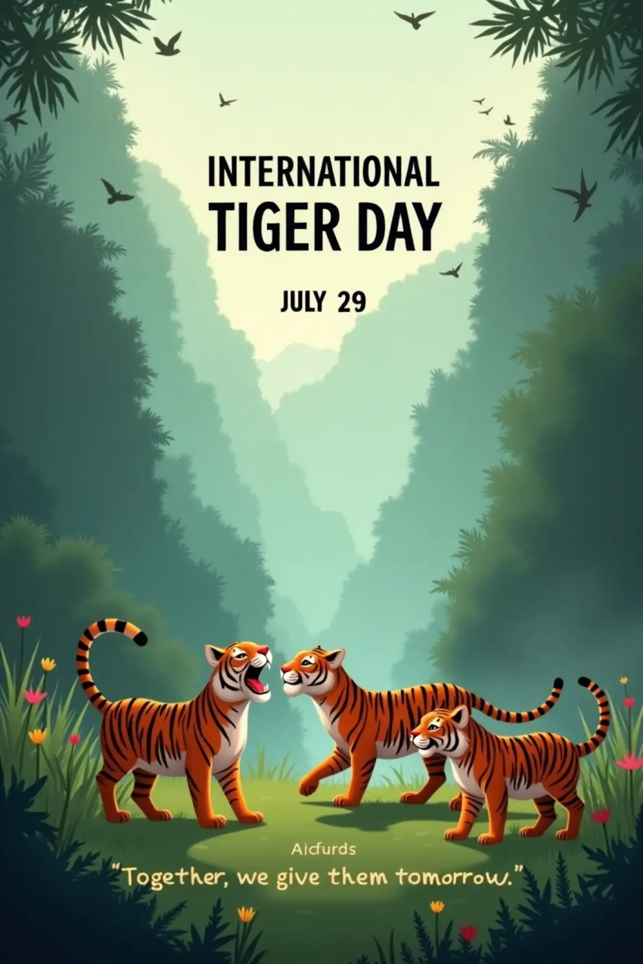 Free Download Save Tiger Slogan Poster For School Project - High Quality International Tiger Day Background