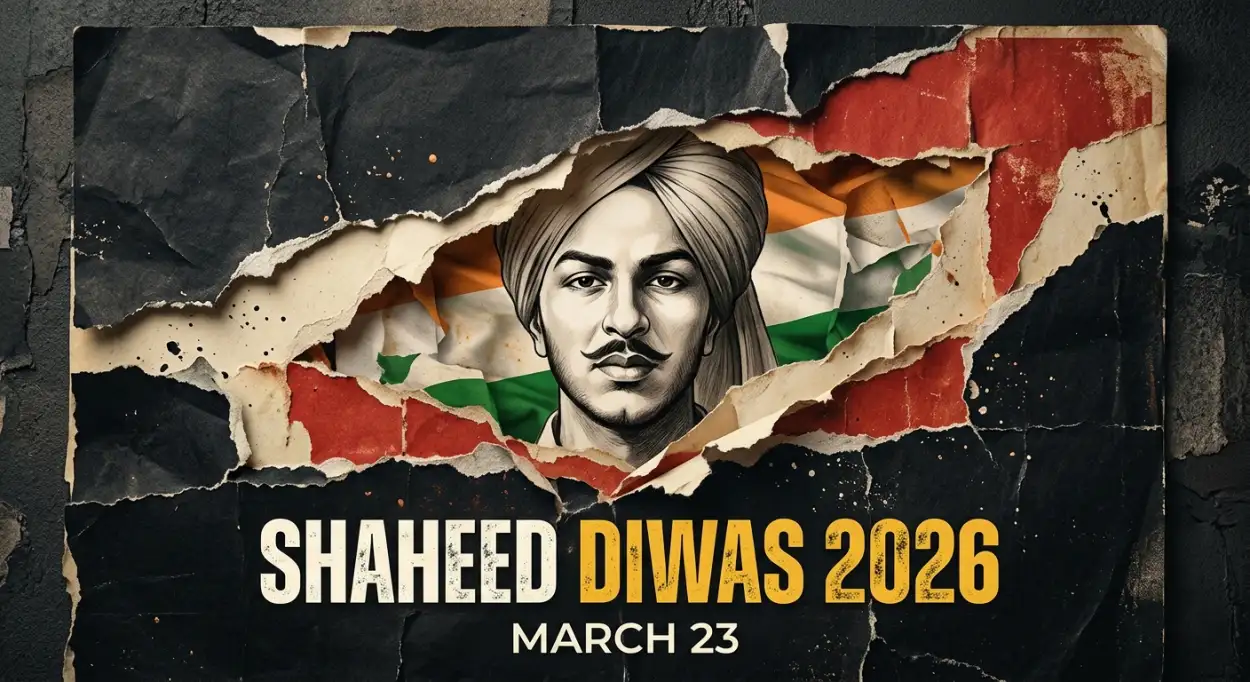 Free Download Shaheed Diwas 2026 Banner With Bhagat Singh Image - High Quality Shaheed Diwas 2026 Image
