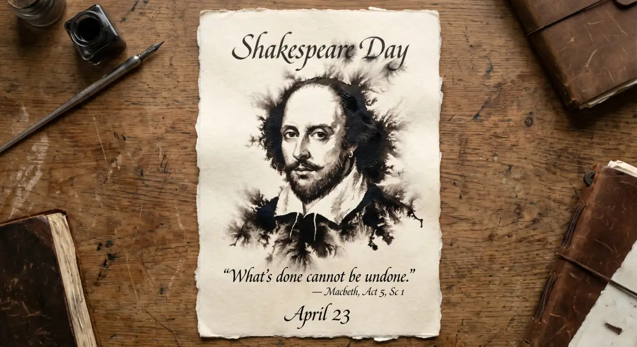 Free Download Shakespeare Day Aesthetic Quotes Design - High Quality William Shakespeare Day 2026 Image