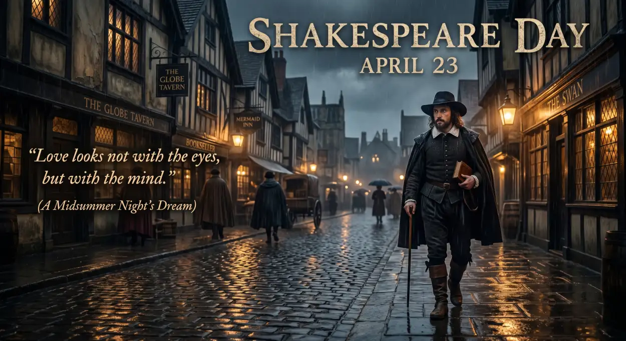 Free Download Shakespeare Day Cinematic Poster - High Quality William Shakespeare Day 2026 Image