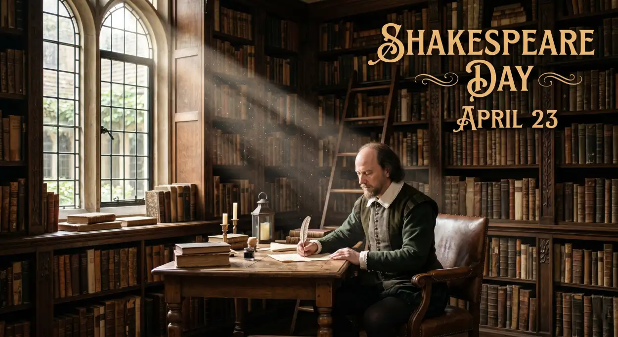 Free Download Shakespeare Day Gold Foil Typography - High Quality William Shakespeare Day 2026 Image