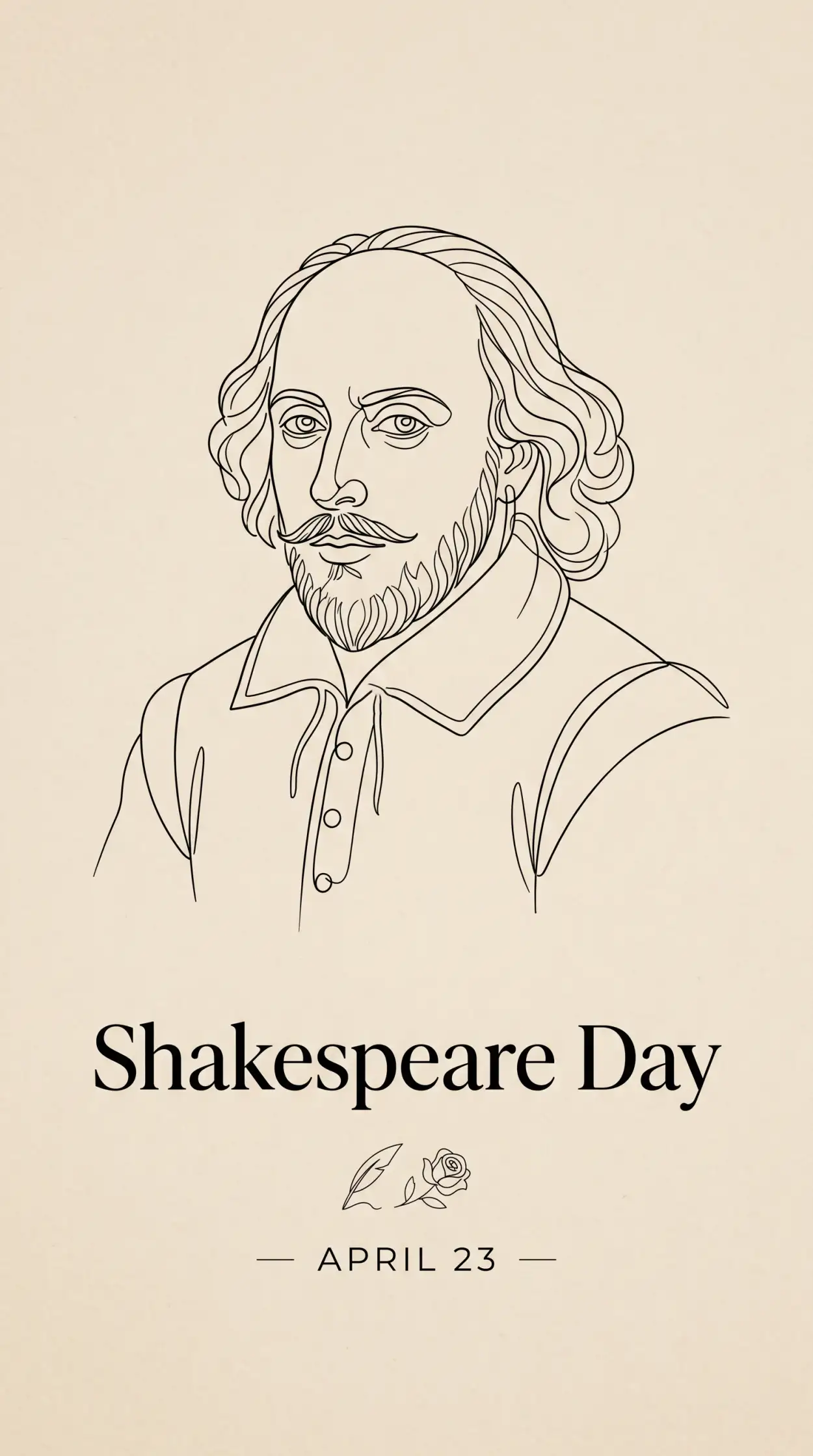 Free Download Shakespeare Day Minimal Text Poster - High Quality William Shakespeare Day 2026 Image