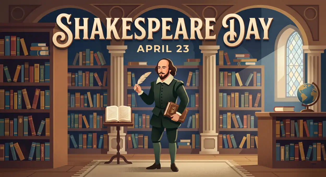 Free Download Shakespeare Day School Celebration Ideas - High Quality William Shakespeare Day 2026 Image