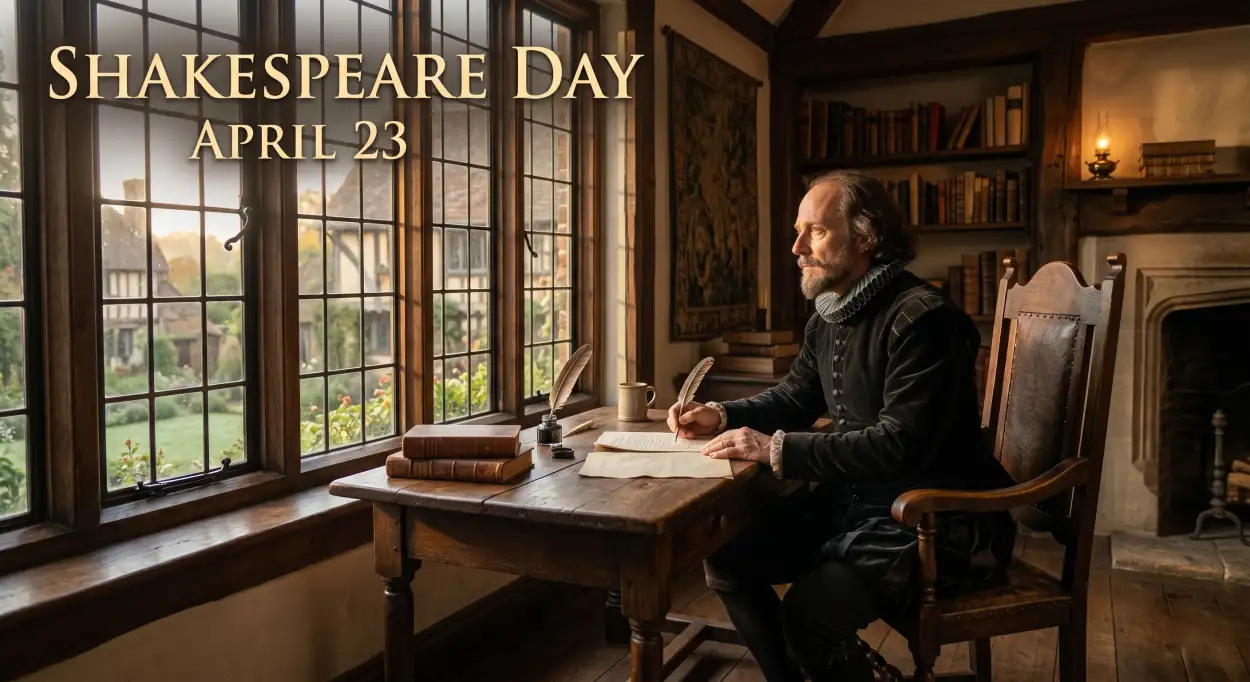 Free Download Shakespeare Day Wishes Messages 2026 English - High Quality William Shakespeare Day 2026 Image