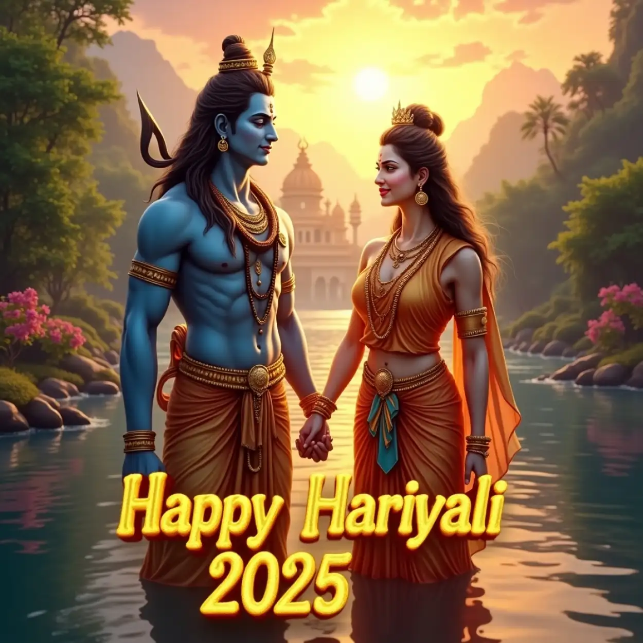 Free Download Shiv Parvati Teej Ki Photo 2025 - High Quality Happy Hariyali Teej Wishes 2025 Background
