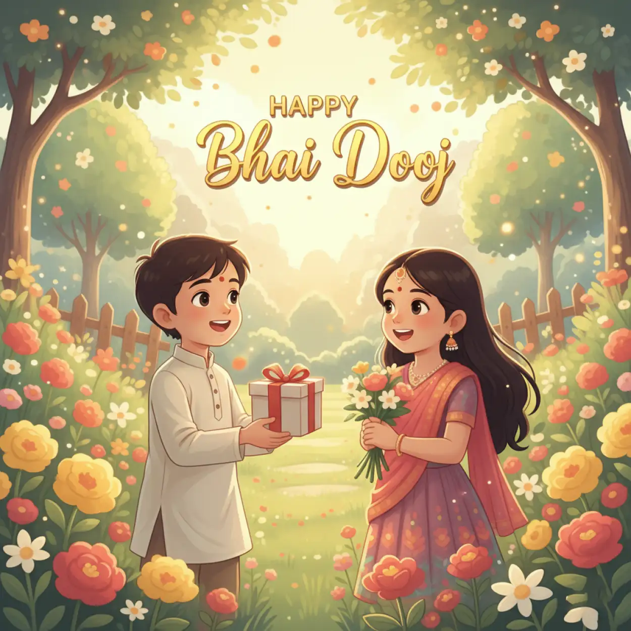 Free Download Short Happy Bhai Dooj 2025 Wishes With Emojis - High Quality Happy Bhai Dooj 2025 Wishes Background