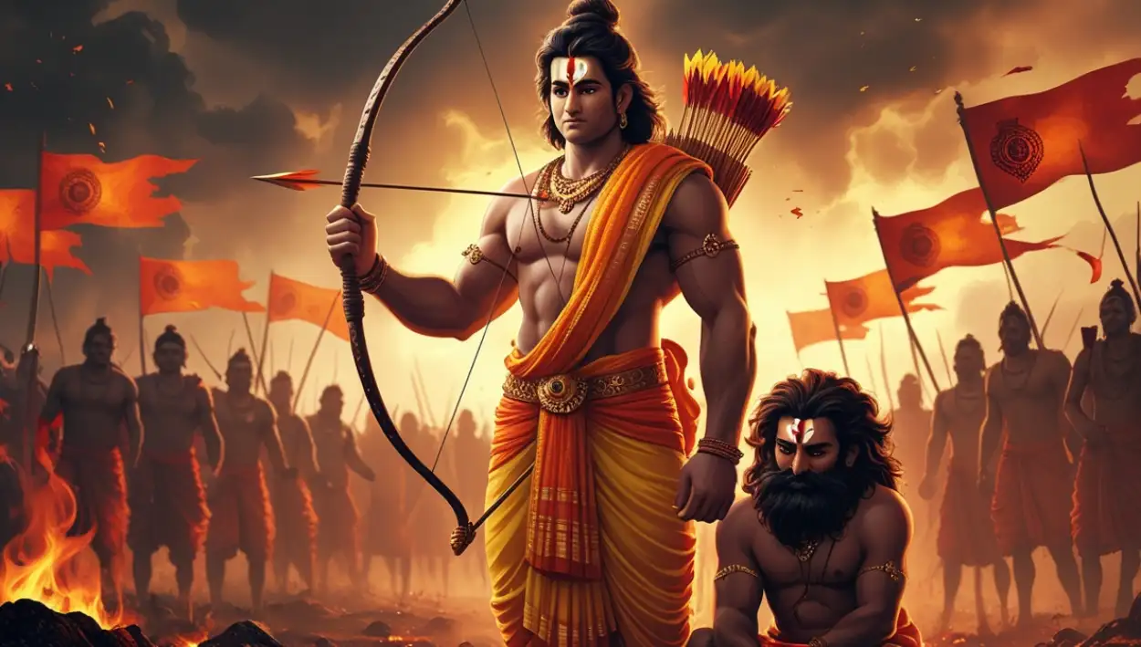 Free Download Shri Ram Dhanush Ban 4K Wallpaper - High Quality Lord Rama With Bow And Arrow Background