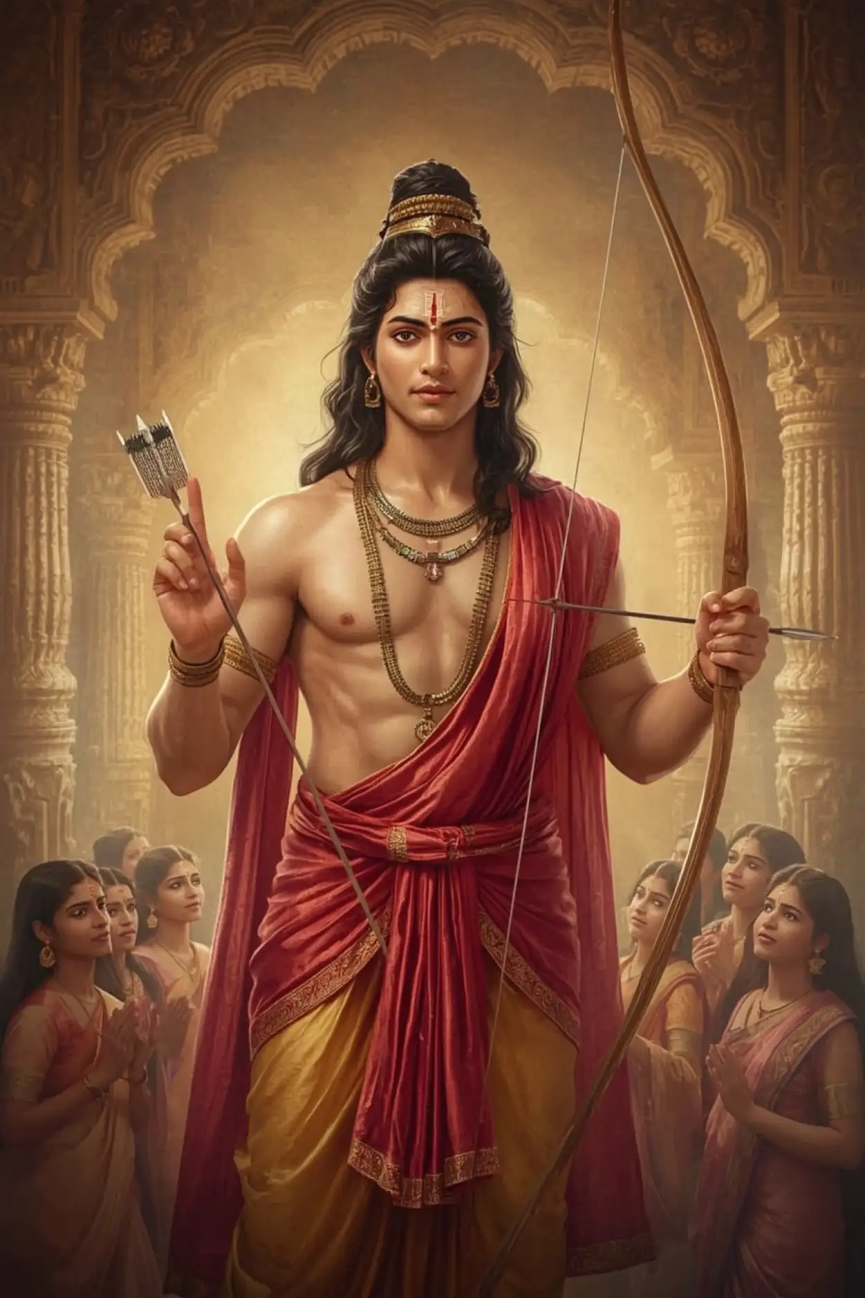 Free Download Shri Ram With Bow Arrow Standing Pose - High Quality Lord Rama With Bow And Arrow Background