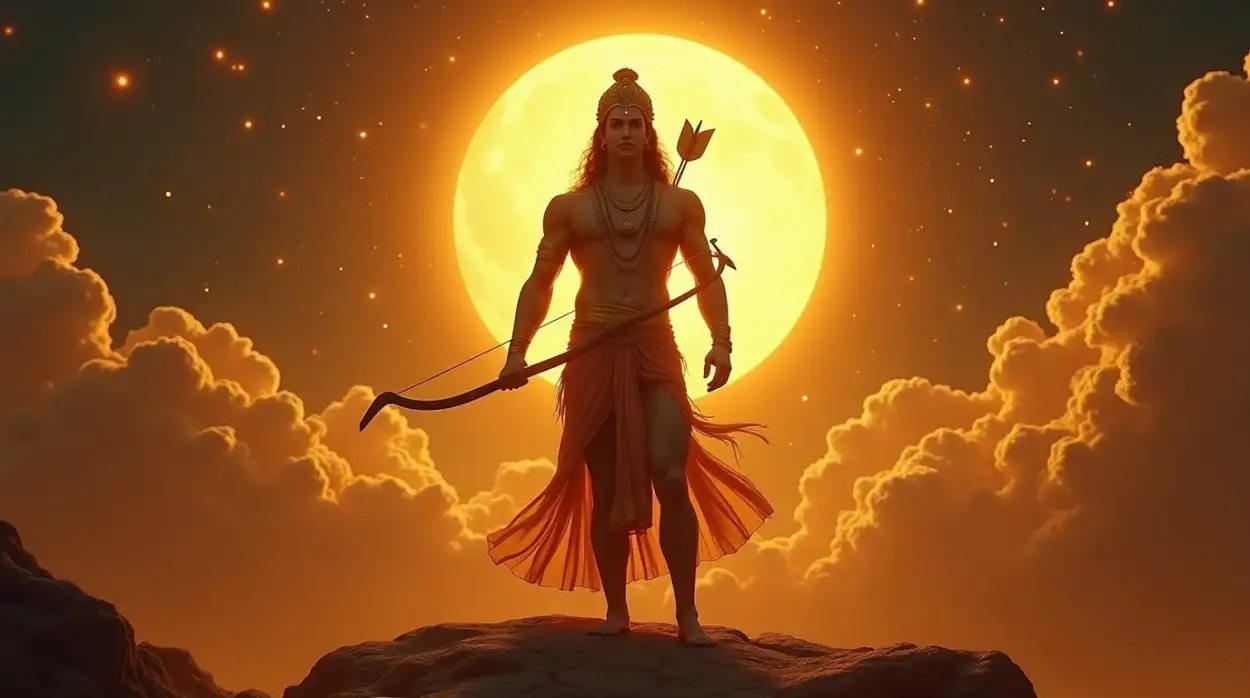 Free Download Shri Ram With Bow Arrow Traditional Art - High Quality Lord Rama With Bow And Arrow Background