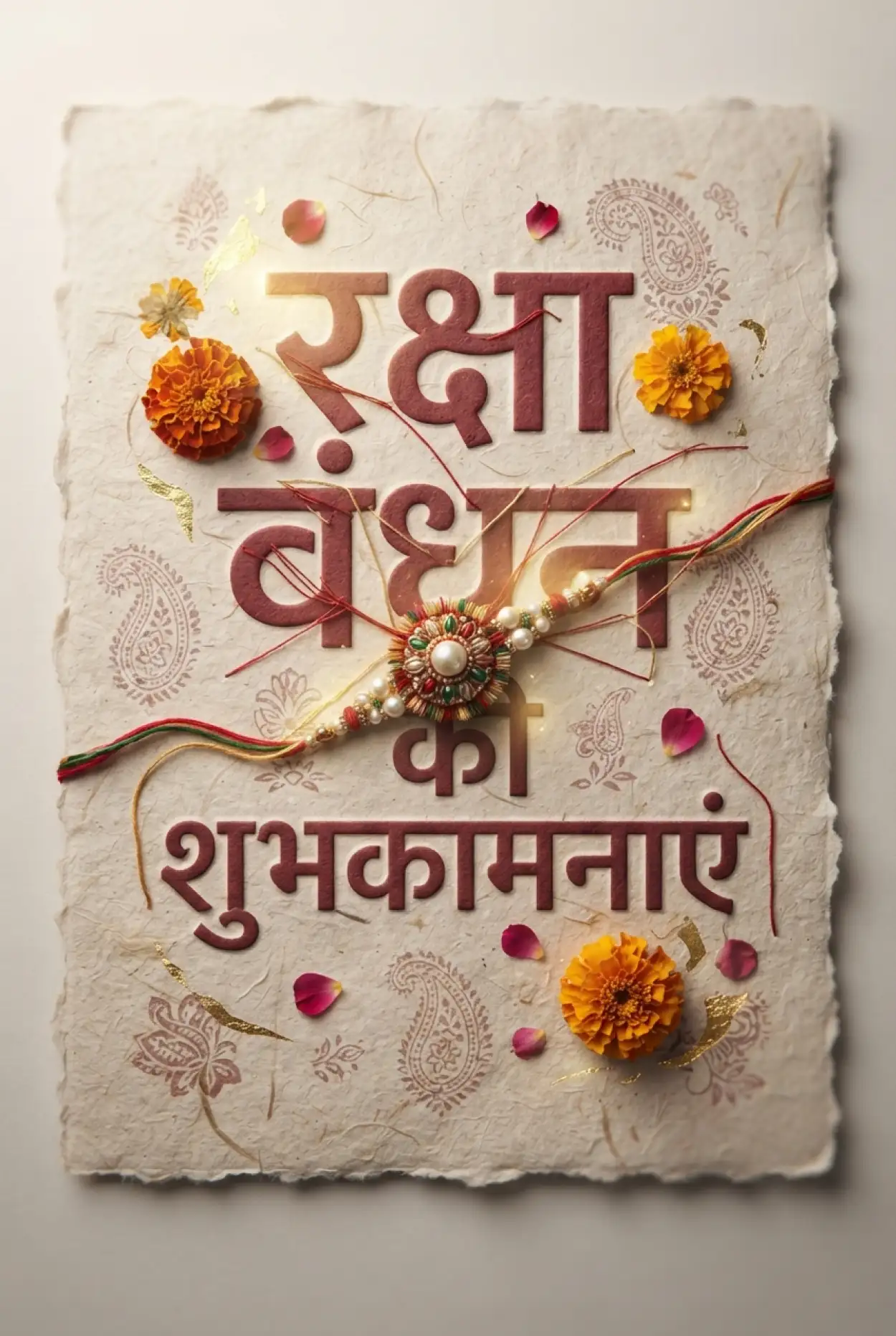 Free Download Silk Rakhi Thread Formed Raksha Bandhan Hindi Typography Poster - High Quality Raksha Bandhan Ki Shubhkamnaye In Hindi Image