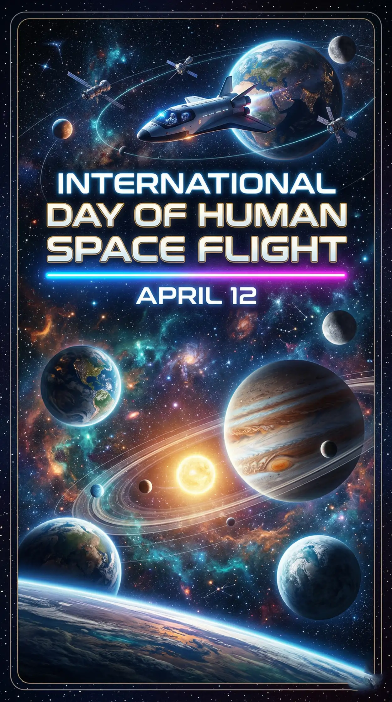Free Download Space Exploration Poster Background - High Quality International Day Of Human Space Flight 2026 Background Image