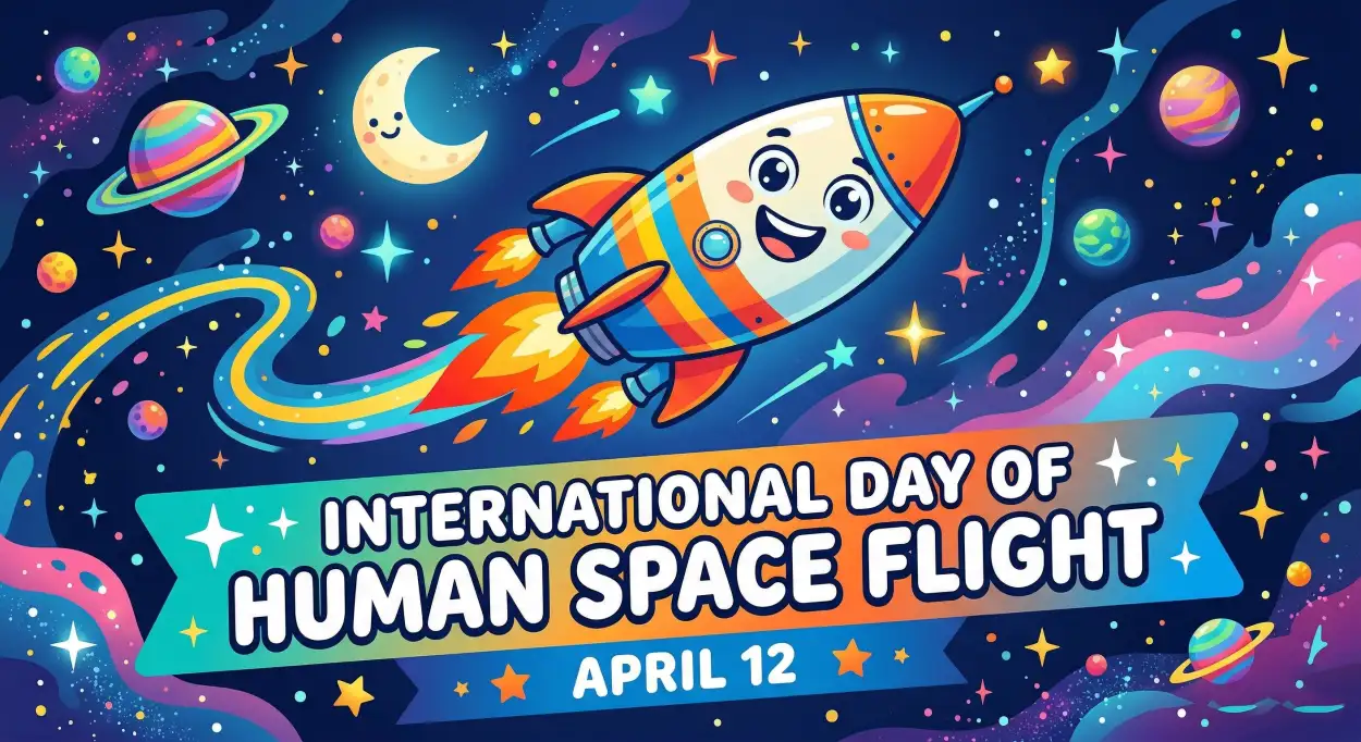 Free Download Space Flight Day Banner Design Free - High Quality International Day Of Human Space Flight 2026 Image