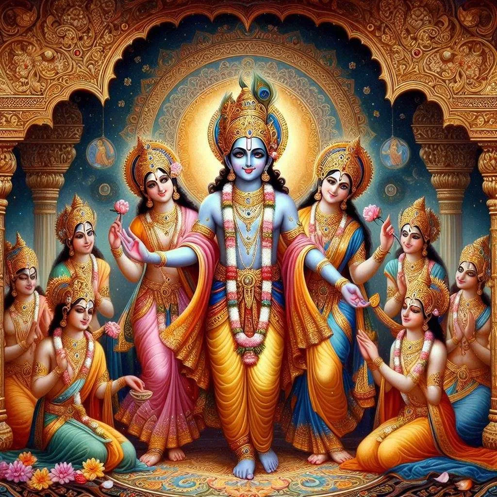 Free Download Spiritual Art Of Lord Krishna With Gopis - High Quality Lord Krishna Background
