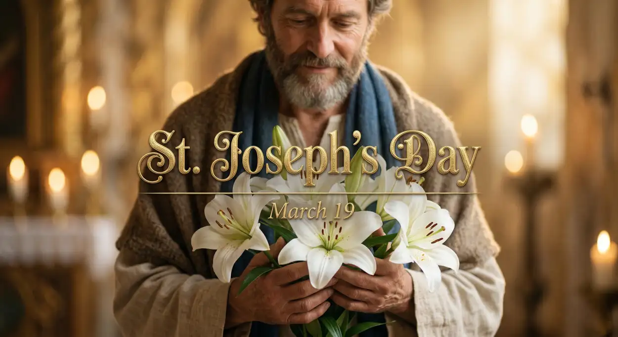 Free Download St Josephs Day Greeting Card Png Design - High Quality St Josephs Day 2026 Date And Significance Transparent PNG