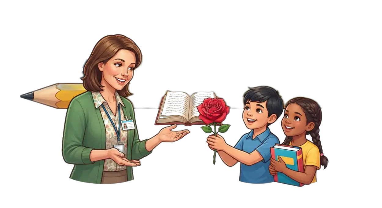 Free Download Student Giving Rose To Teacher Png - High Quality Teachers Day Png Transparent PNG
