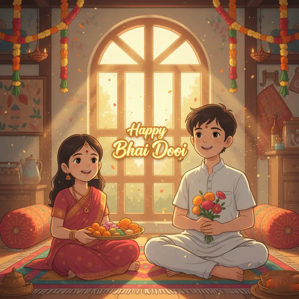 Free Download Stylish Happy Bhai Dooj 2025 Wishes Text Design Ideas - High Quality Happy Bhai Dooj 2025 Wishes Image