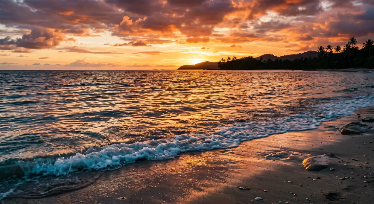 Free Download Summer Aesthetic Wallpaper With Ocean Sunset View - High Quality Summer Background Background Image