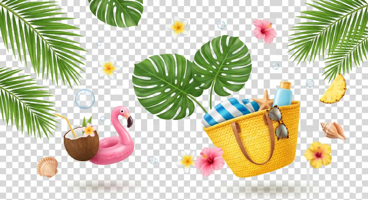 Free Download Summer Background With Tropical Birds And Flowers - High Quality Summer Background Background Image