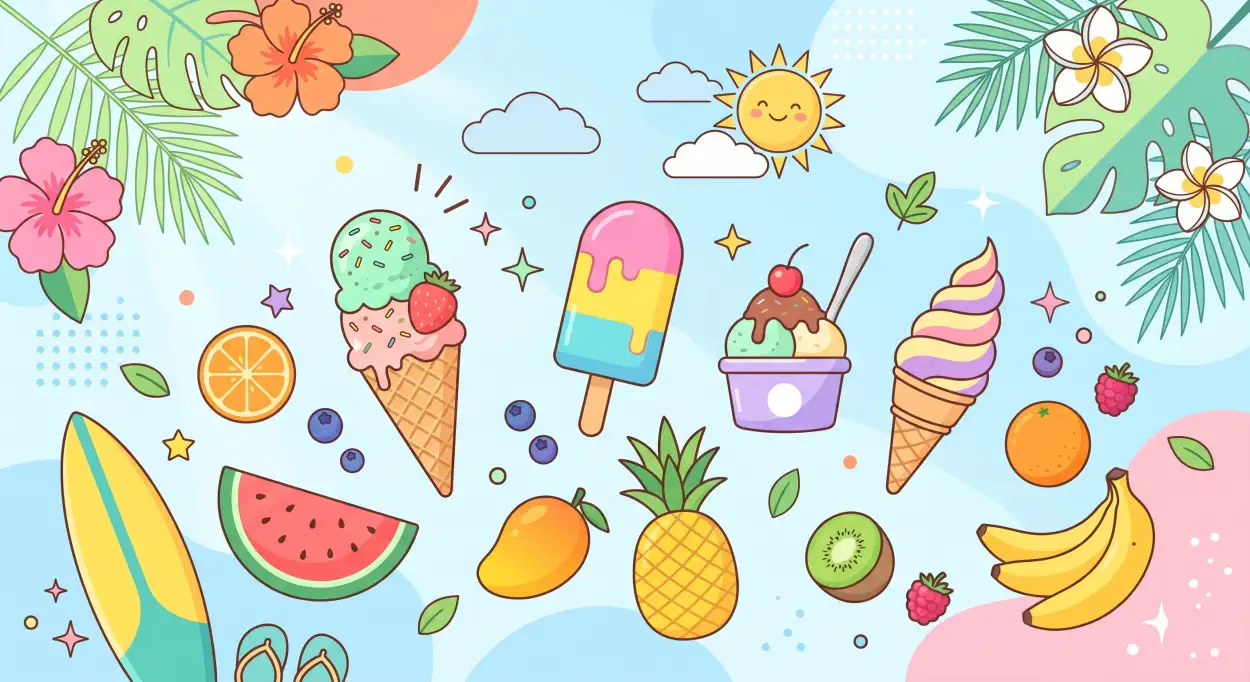 Free Download Summer Background With Watermelon And Ice Cream Theme - High Quality Summer Background Background Image
