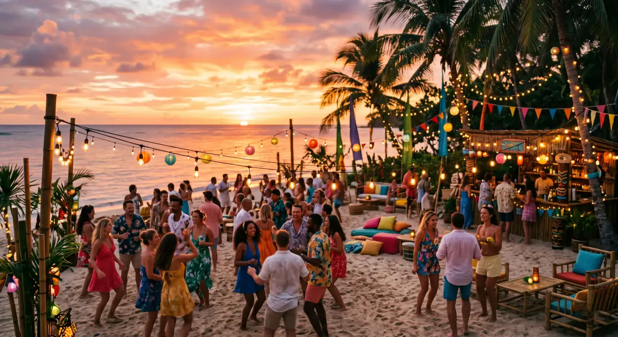Free Download Summer Beach Party Background With Music Festival Vibe - High Quality Summer Background Background Image