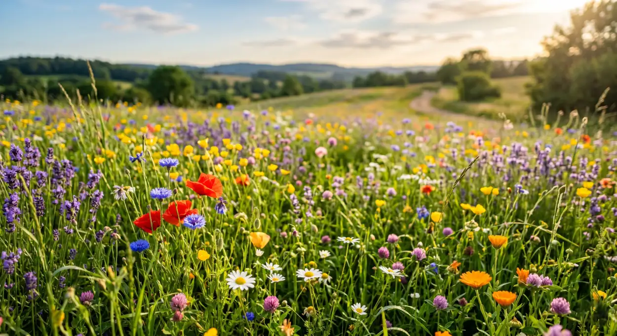 Free Download Summer Picnic Background With Green Grass And Flowers - High Quality Summer Background Background Image