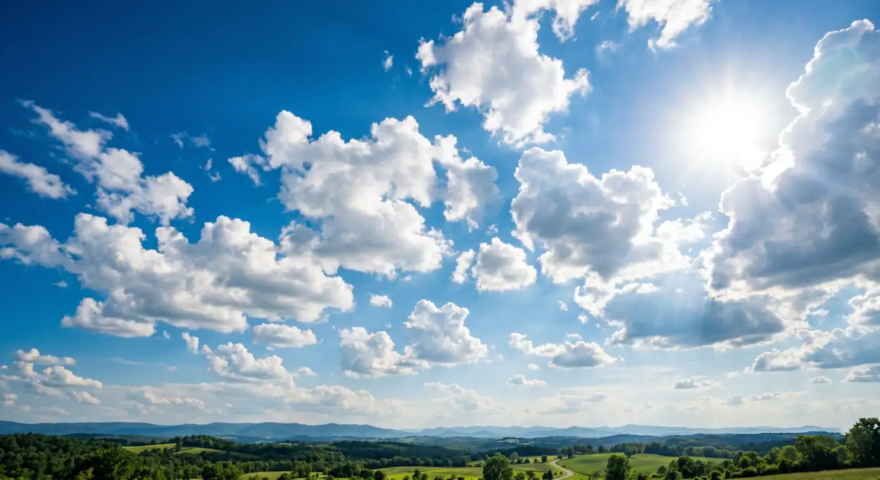 Free Download Summer Sky Background With Bright Clouds And Sunlight - High Quality Summer Background Background Image