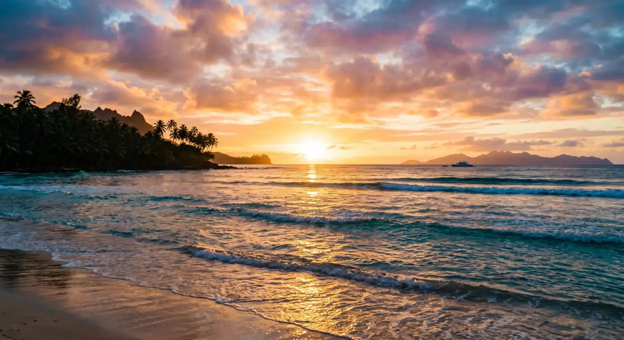Free Download Summer Vibes Wallpaper With Aesthetic Beach Scenery - High Quality Summer Background Background Image