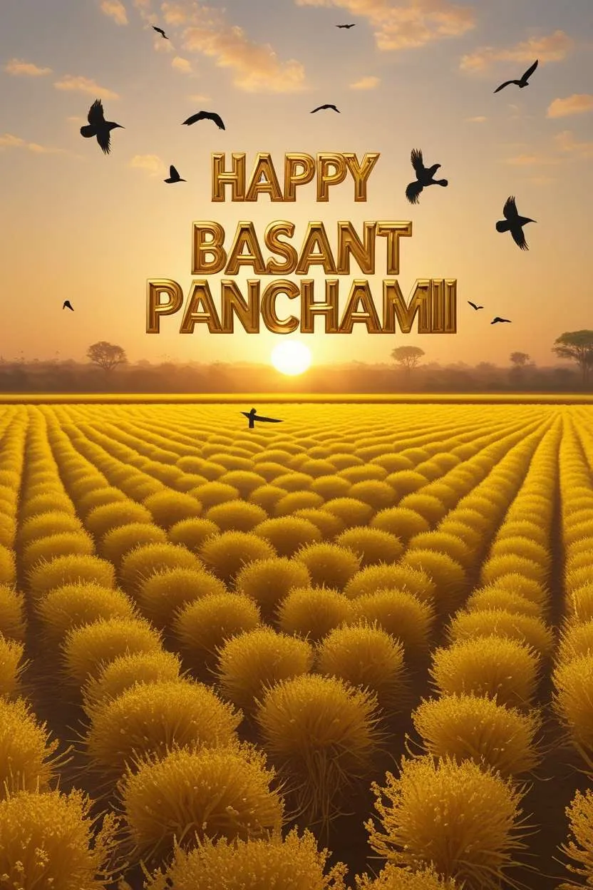 Free Download Sun Rising Over Mustard Fields Festival Wallpaper - High Quality Happy Basant Panchami Background