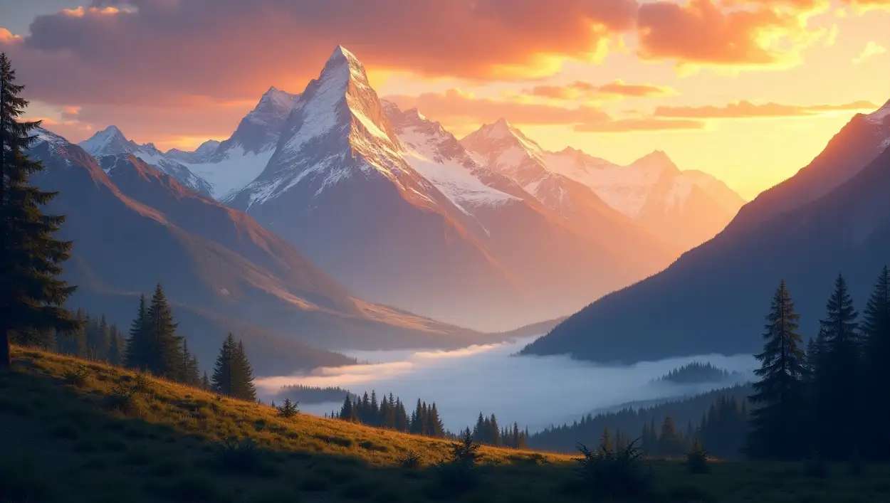 Free Download Sunset Mountain Nature Background Download - High Quality Nature Background Background