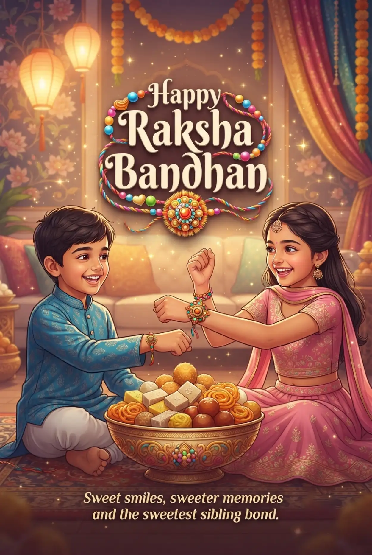 Free Download Sweet Rakhi Wishes Celebrating Childhood Memories - High Quality Happy Raksha Bandhan Wishes For Children Image