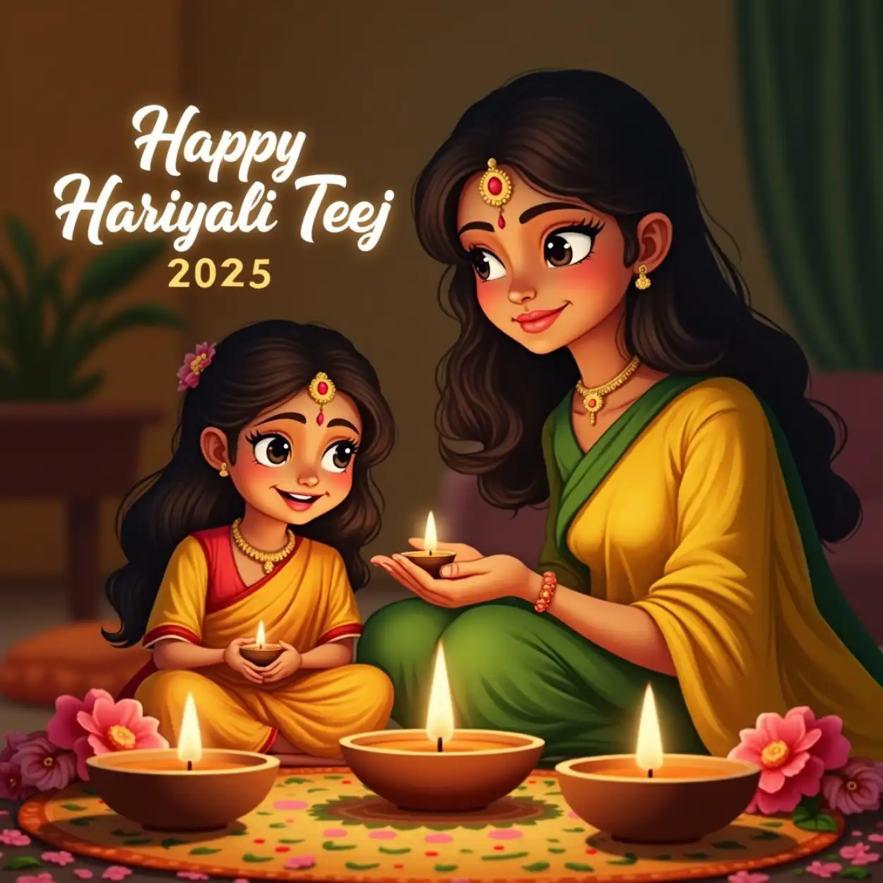 Free Download Teej Puja Thali Png Image Download - High Quality Happy Hariyali Teej Wishes 2025 PNG Image