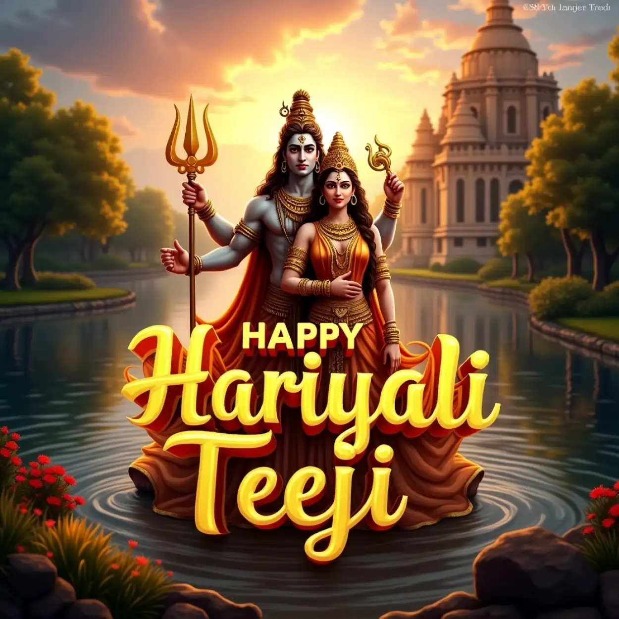 Free Download Teej Vrat Celebration Status Photo - High Quality Happy Hariyali Teej Wishes 2025 Background
