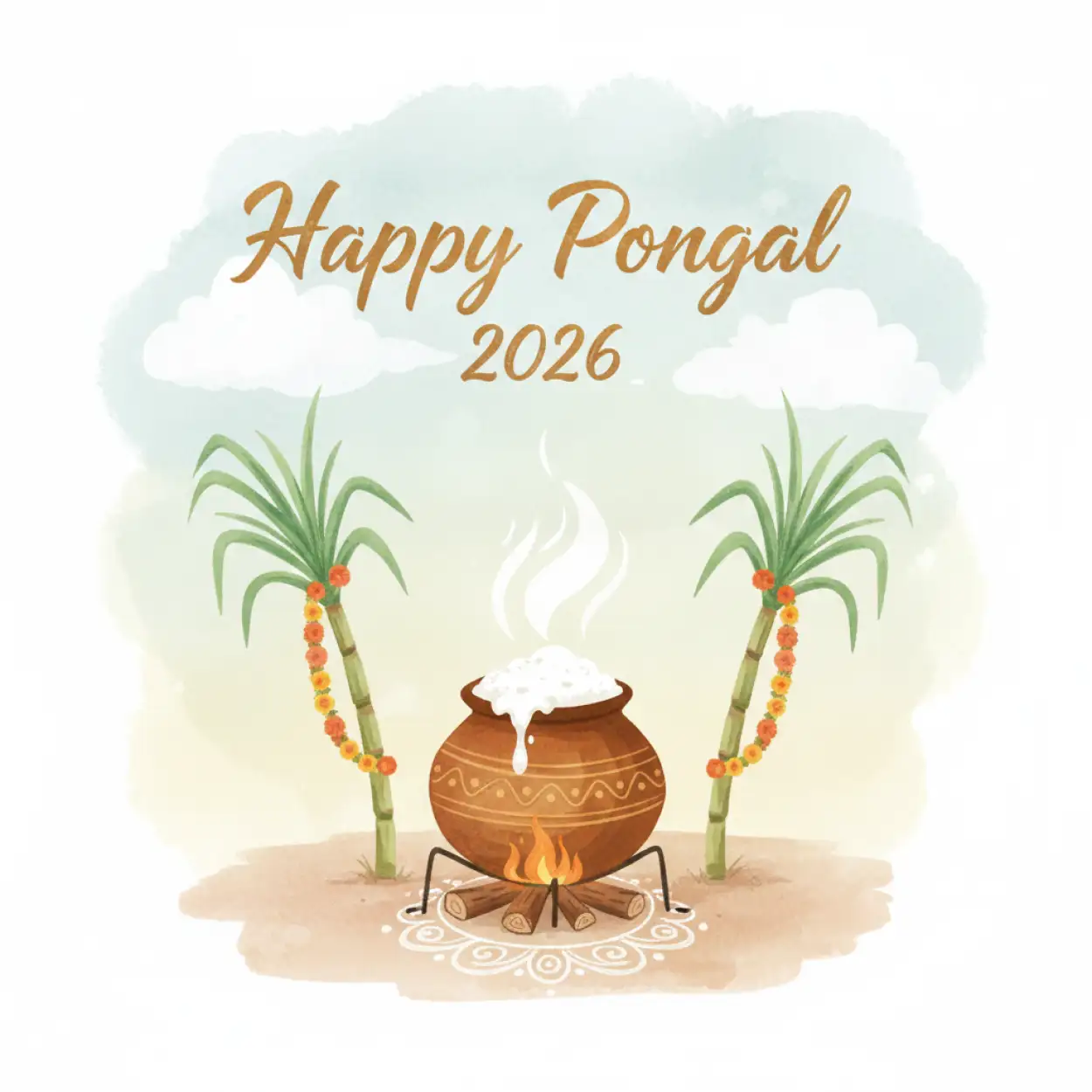 Free Download Thai Pongal Wishes Card Design 2026 - High Quality Happy Pongal Wishes 2026 Image