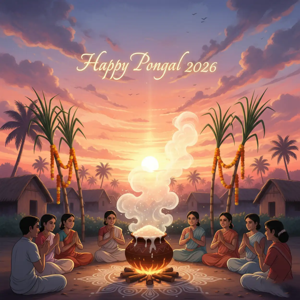 Free Download Thai Pongal Wishes Whatsapp Status 2026 - High Quality Happy Pongal Wishes 2026 Background